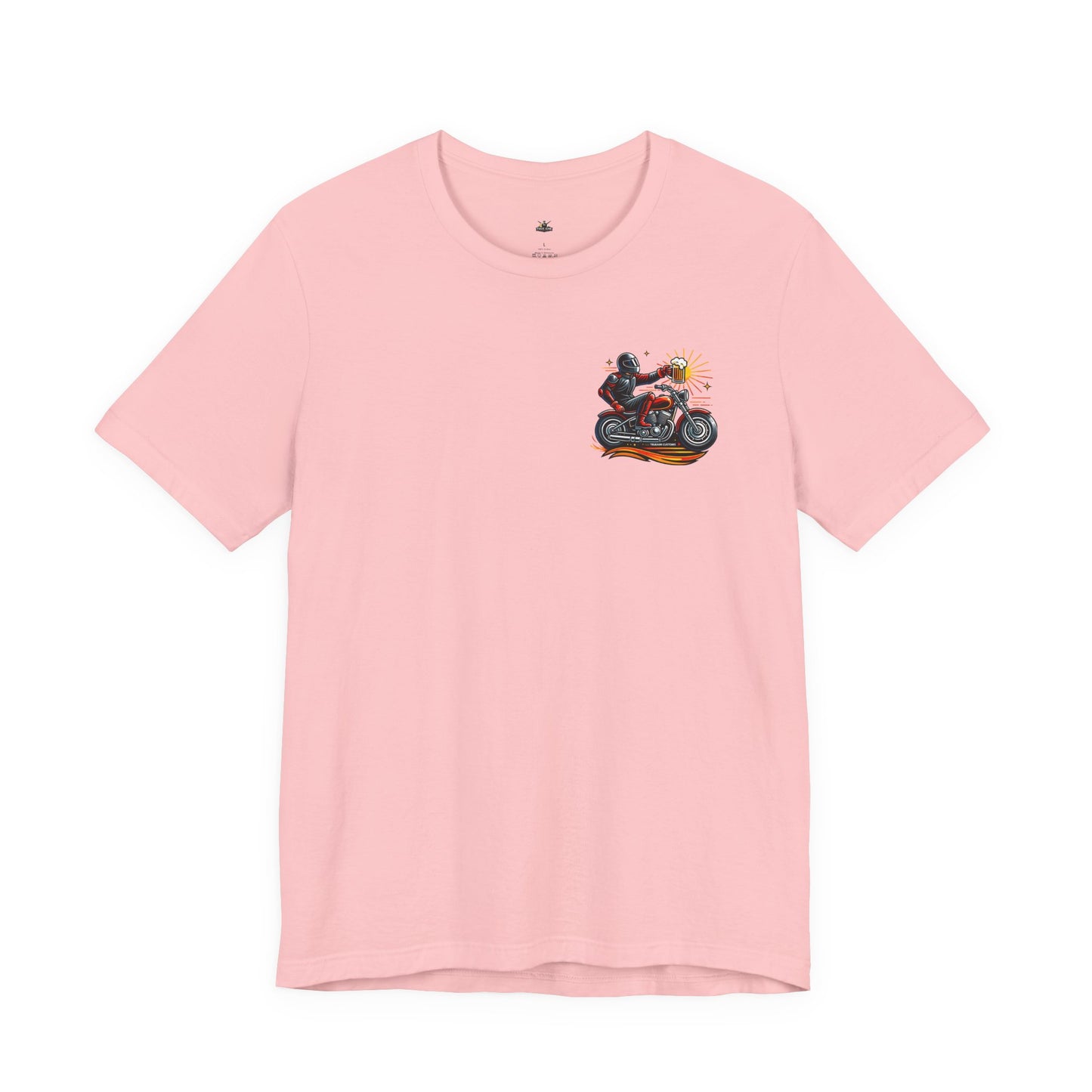 Motorcycle T‑Shirt with Beer Mug Graphic