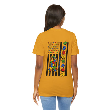 Autism Awareness Flag T-Shirt — Puzzle Ribbon Support Tee