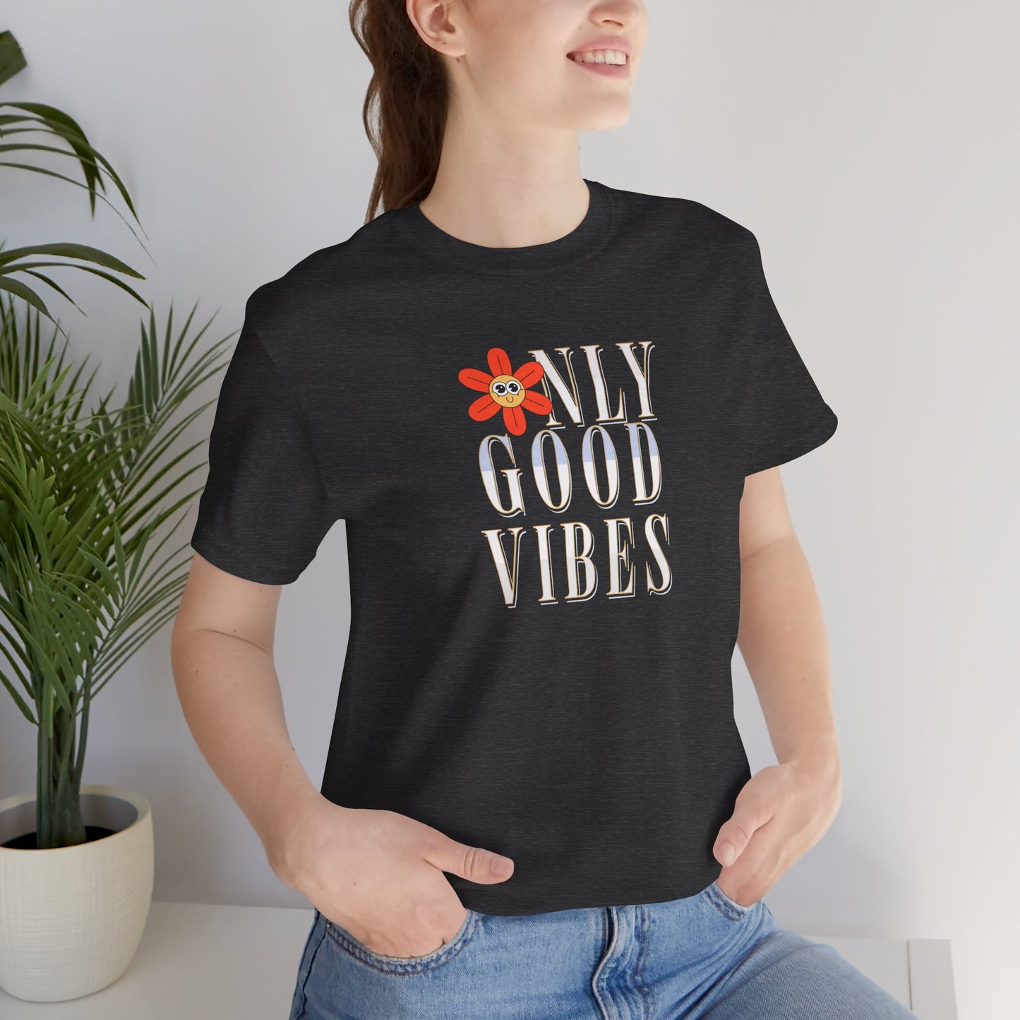 Good Vibes Floral Tee — 'Only Good Vibes' Graphic T‑Shirt- matching Adult Tee