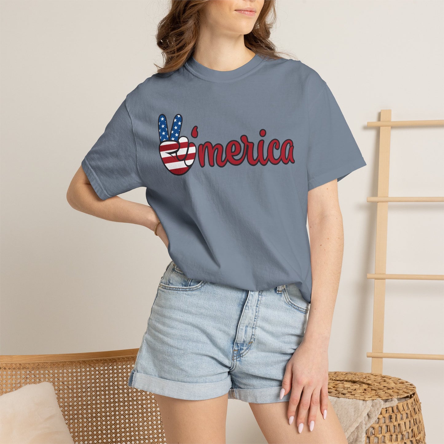 'Merica Peace Sign T-shirt – American Flag Patriotic Tee for 4th of July