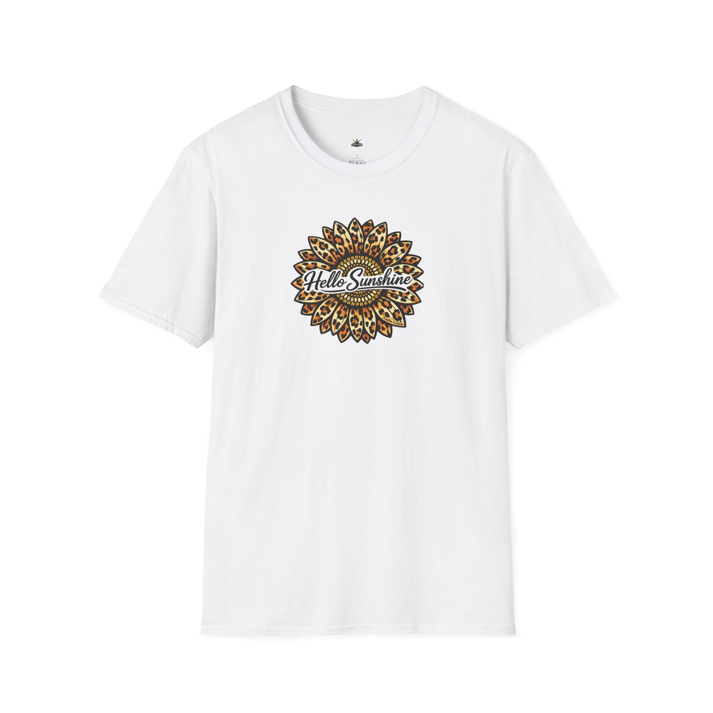 Hello Sunshine Leopard print sunflower unisex tee shirt