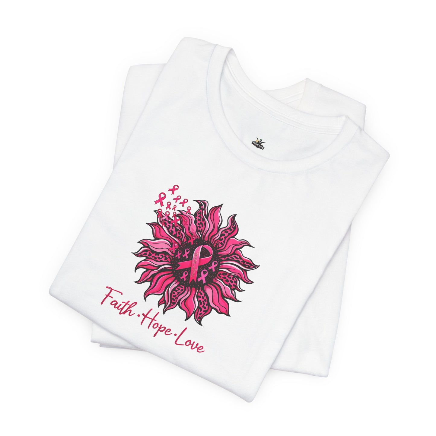 Breast Cancer Awareness Tee — Faith • Hope • Love Pink Ribbon Floral T‑Shirt