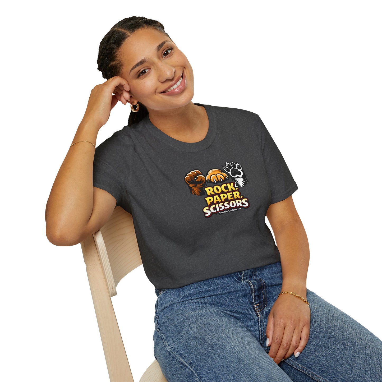 Rock Paper Scissors Paw Print T-Shirt — Cute Animal Game Graphic Tee