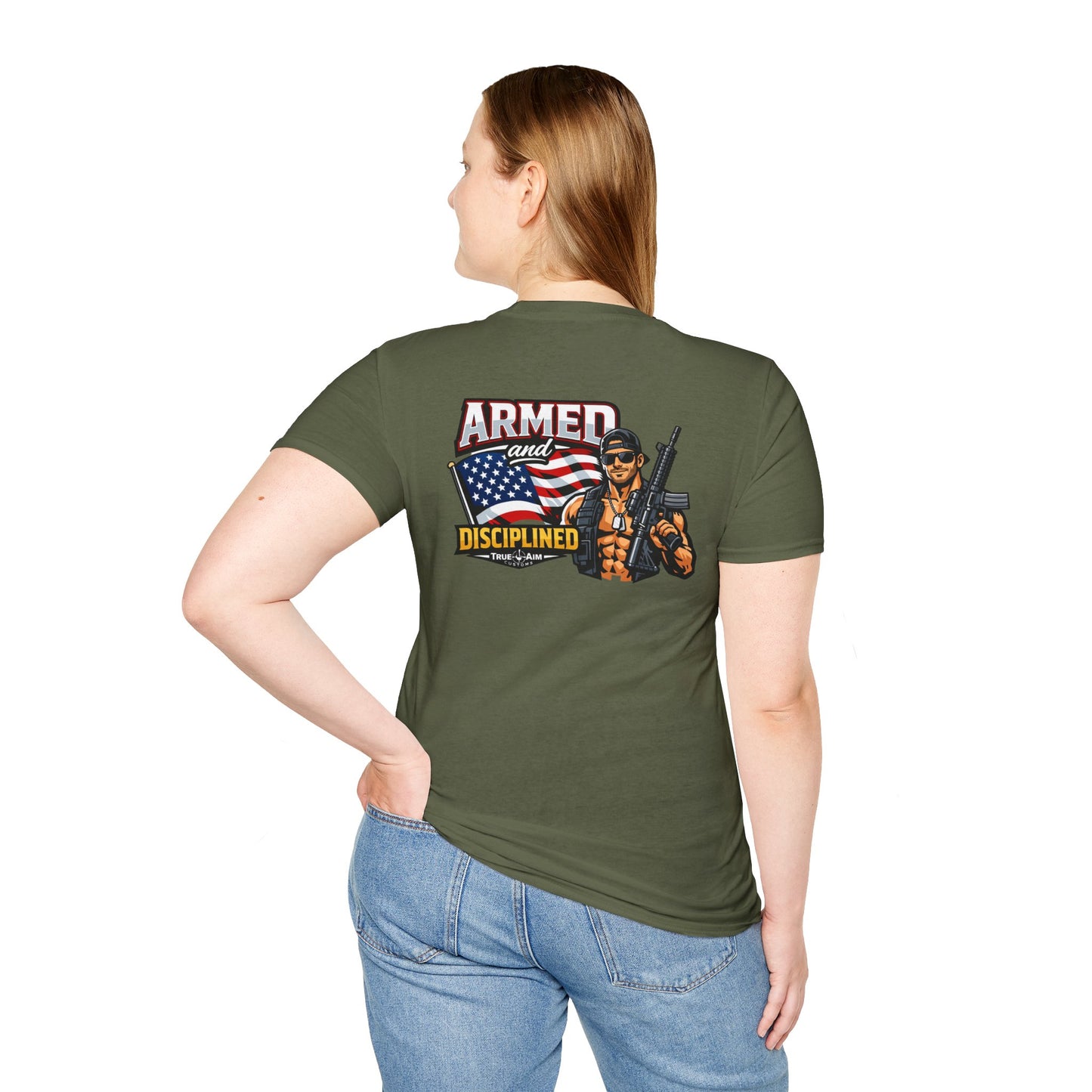 Armed and Disciplined T-Shirt — Patriotic Rifle Graphic Tee