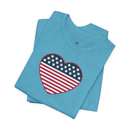 Patriotic Heart T-Shirt — American Flag Heart Tee for 4th of July & Independence Day
