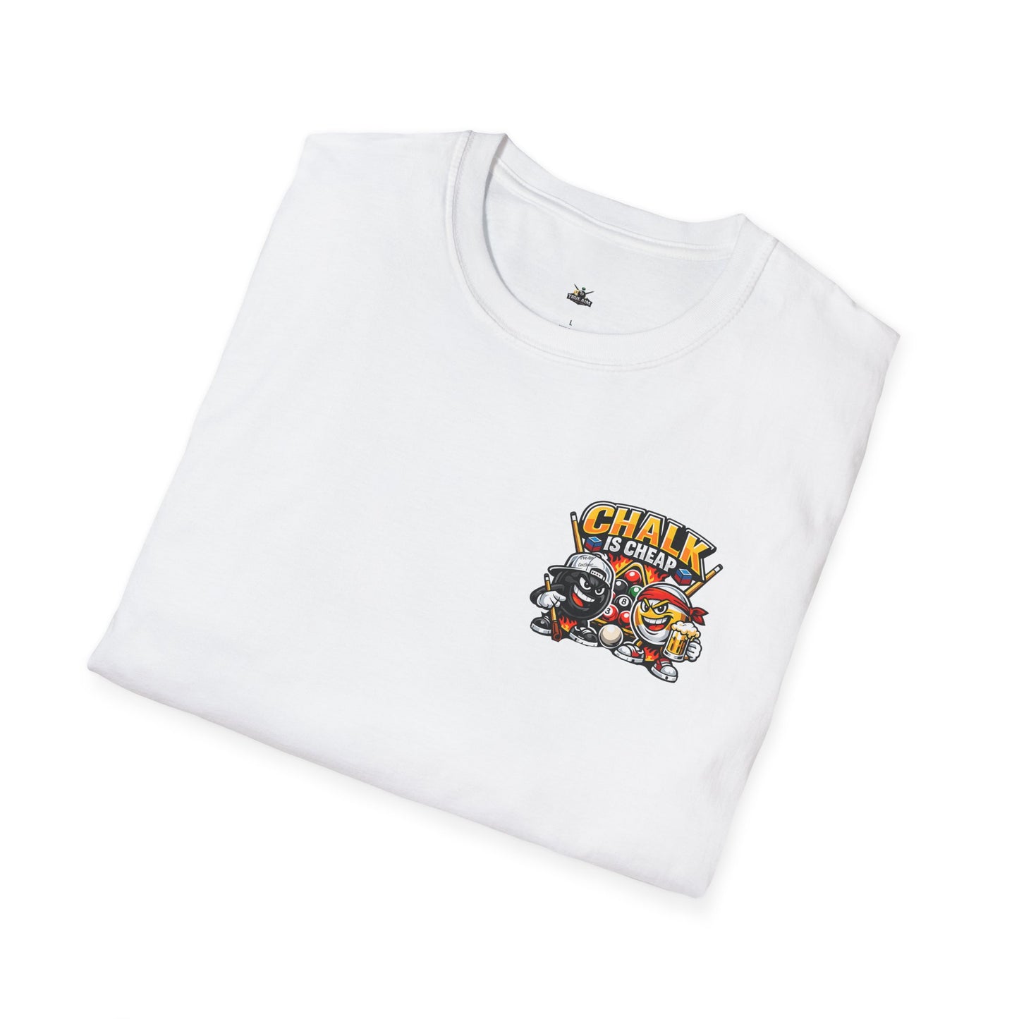 Billiards T-Shirt — "Chalk Is Cheap" Pool Cue & Balls Graphic Tee