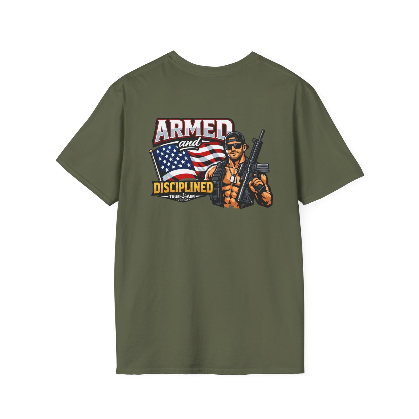 Armed and Disciplined T-Shirt — Patriotic Rifle Graphic Tee