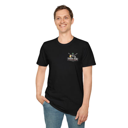Cue Happens Pool T‑Shirt — Funny Billiards 8‑Ball Tee