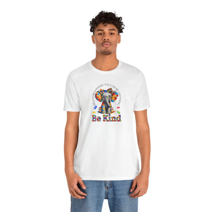 Be Kind Elephant T-Shirt — Colorful Puzzle Piece Autism Awareness Tee