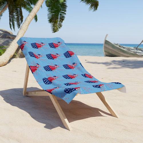 Patriotic Cupcake Beach Towel — 4th of July Red White & Blue Summer Towel