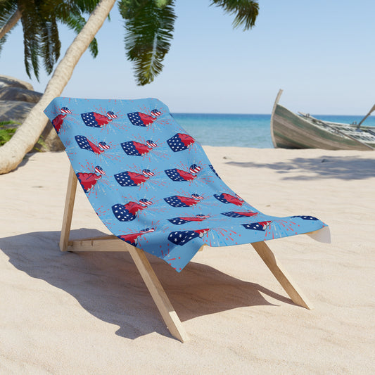 Patriotic Cupcake Beach Towel — 4th of July Red White & Blue Summer Towel