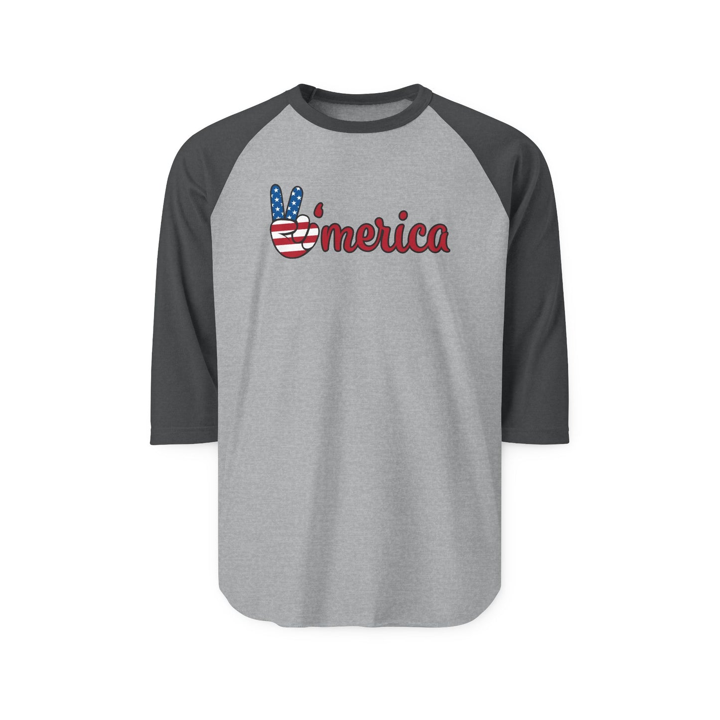 ’Merica Peace Sign Raglan Shirt – Patriotic 3/4 Sleeve Baseball Tee