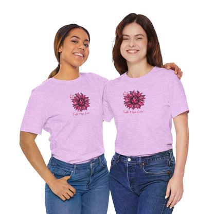 Faith Hope Love Floral Tee — Inspirational Women's Short Sleeve Shirt