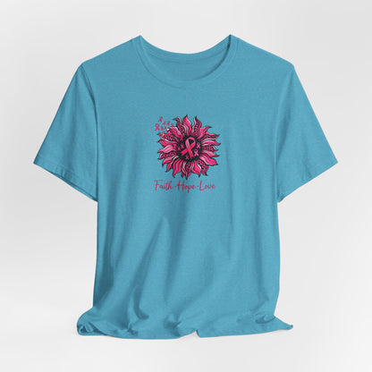 Faith Hope Love Floral Tee — Inspirational Women's Short Sleeve Shirt
