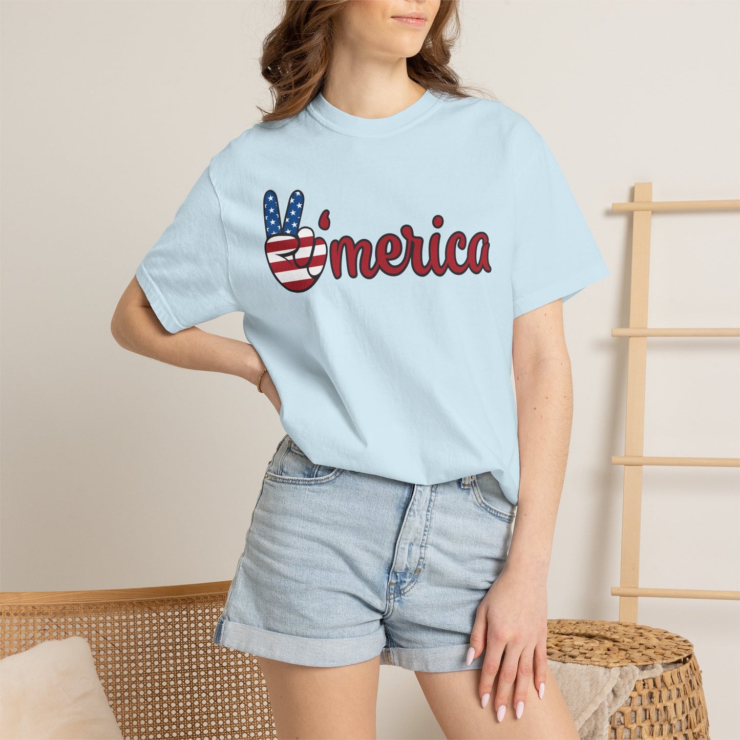 'Merica Peace Sign T-shirt – American Flag Patriotic Tee for 4th of July