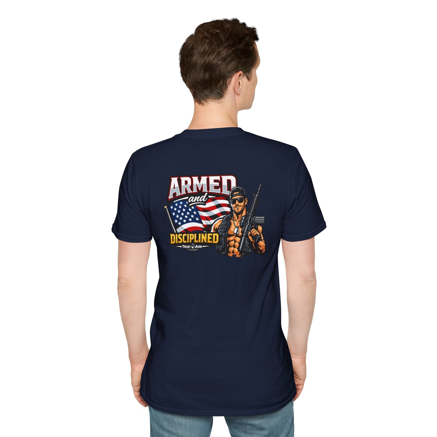Armed and Disciplined T-Shirt — Patriotic Rifle Graphic Tee