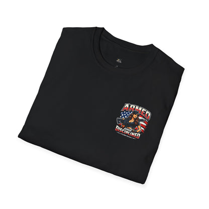 "Female Armed and Disciplined" Patriotic Flag Design t shirt