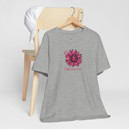 Faith Hope Love Floral Tee — Inspirational Women's Short Sleeve Shirt