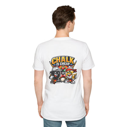 Billiards T-Shirt — "Chalk Is Cheap" Pool Cue & Balls Graphic Tee