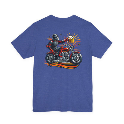 Motorcycle T‑Shirt with Beer Mug Graphic