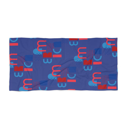 Bold Geometric 4th of july Blue Beach Towel — Modern Abstract Pattern