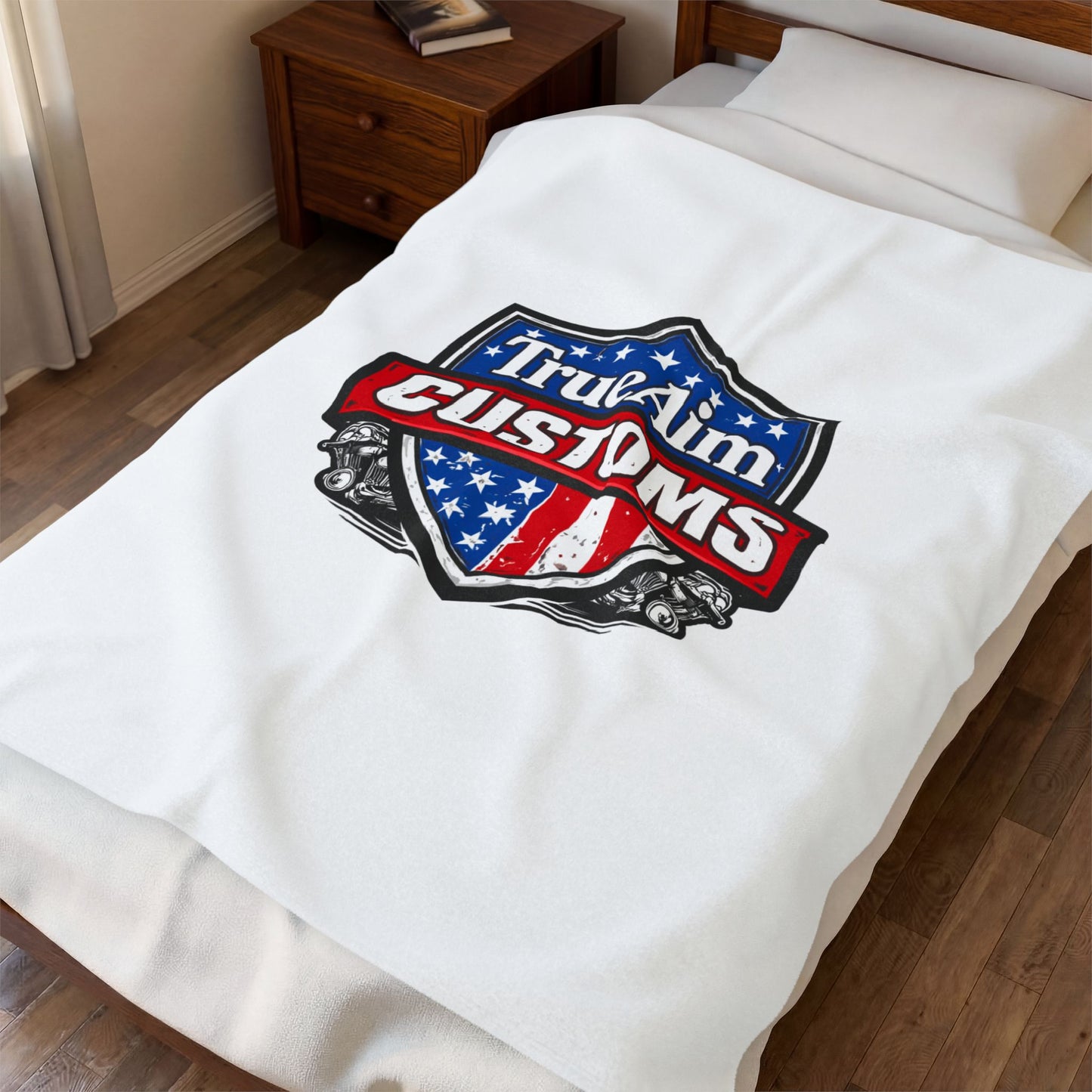 TrueAim Customs Velveteen Plush Blanket – American Shield Logo Throw
