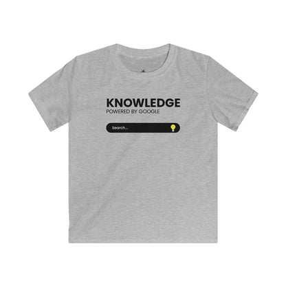 Kids Tee — "Knowledge Powered by Google" Search Bar Design, Funny STEM Shirt for School & Gifts