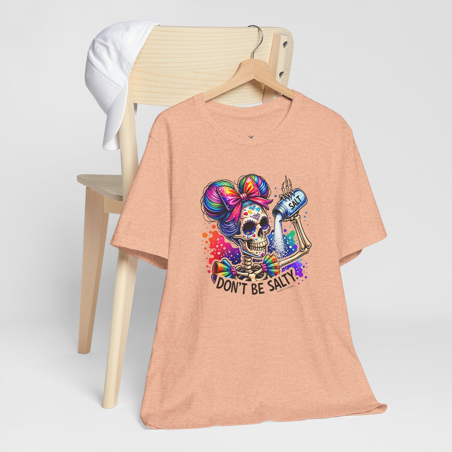 Don't Be Salty Skull Tee — Colorful Rainbow Skeleton Graphic T-Shirt
