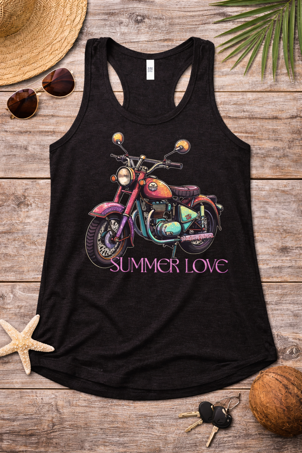summer_love_flat_tank.png → "Summer Love Motorcycle Racerback Tank flat lay product shot"
